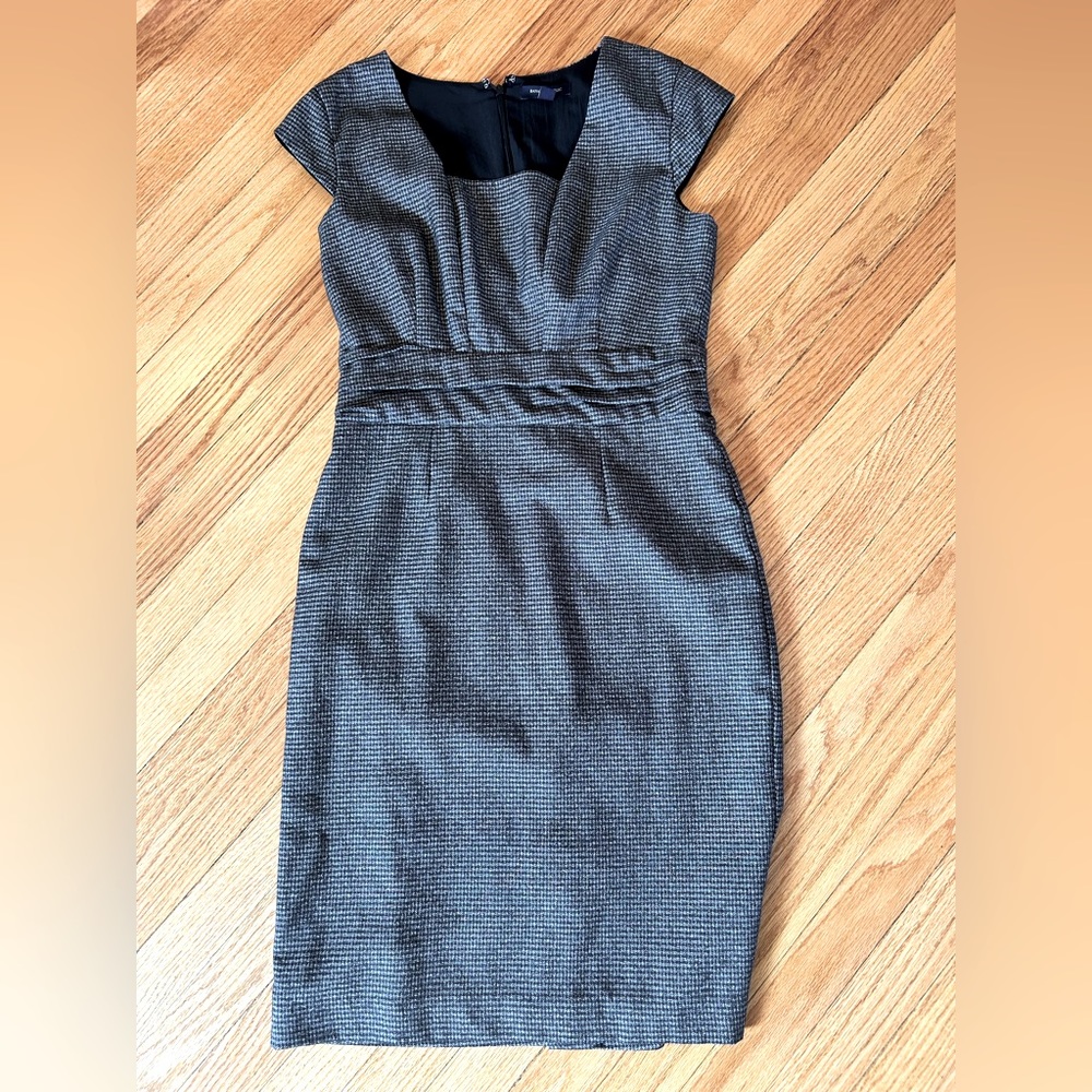 Banana Republic Dress Houndstooth Cap Sleeve Square Neck